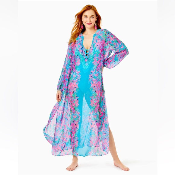 Lilly Pulitzer Other - NWT Lilly Pulitzer Frey Maxi Cover Up Seaweed Samba Engineered  L/XL